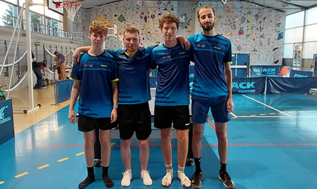 L'effectif du TT Saint-Denis-lès-Bourg (de gaiche à droite) : Pablo souillet, Romain Berrodier, Lois Gonnet et Arno Pradier (Photo fournie par le club)