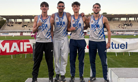 L’équipe de longueur homme du Bugey Côtière Athlétisme décroche la médaille d’argent à Blois (Photo fournie par le club)