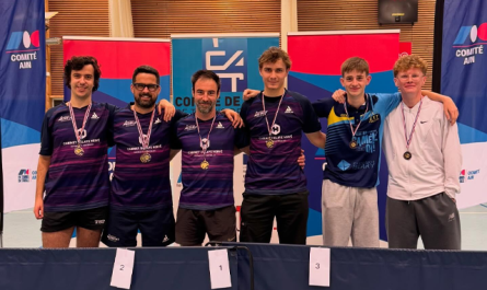 Le STT Mézériat remporte quatre médailles sur cinq possibles lors du championnat de l'Ain (Photo : Comité de l'Ain de Tennis de Table / Facebook)